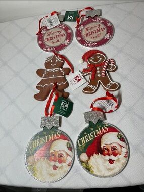 Retro Holiday Christmas Ornaments 
Santa & Gingerbread Set
New. $6.99 each